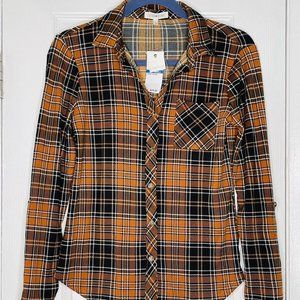 Ultra Flirt Juniors Cotton Plaid Shirt Brown Celine Plaid S